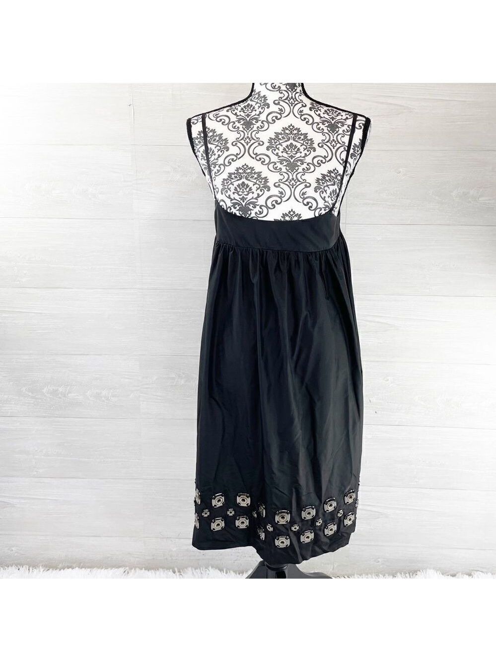 Thomas Wylde Metallic Snap High Rise Silk Midi Skirt Dress